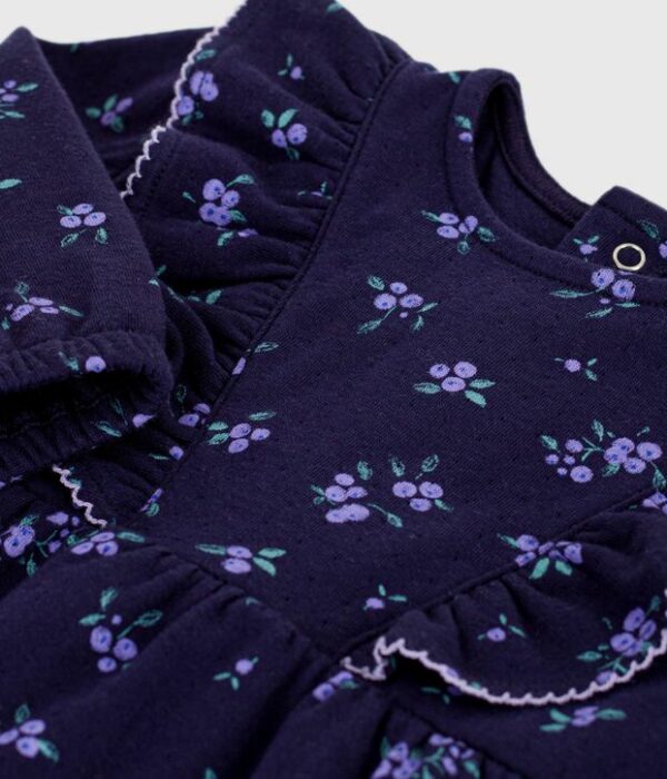 Robe bébé en coton manches longues imprimée à fleurs