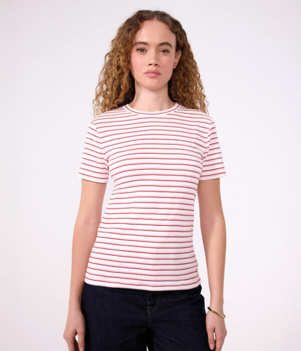 Tee-shirt femme en coton manches courtes à rayures
