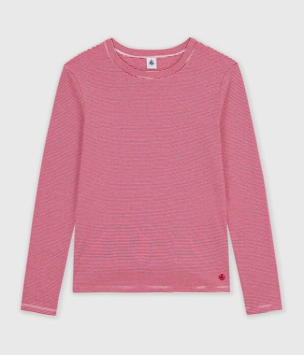 Tee-shirt femme en coton manches longues à rayures