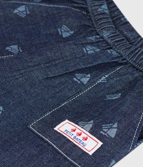 Pantalon bébé en denim imprimé bateaux