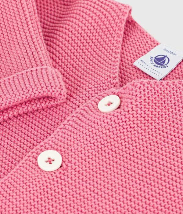 Cardigan bébé tricot point mousse en coton uni