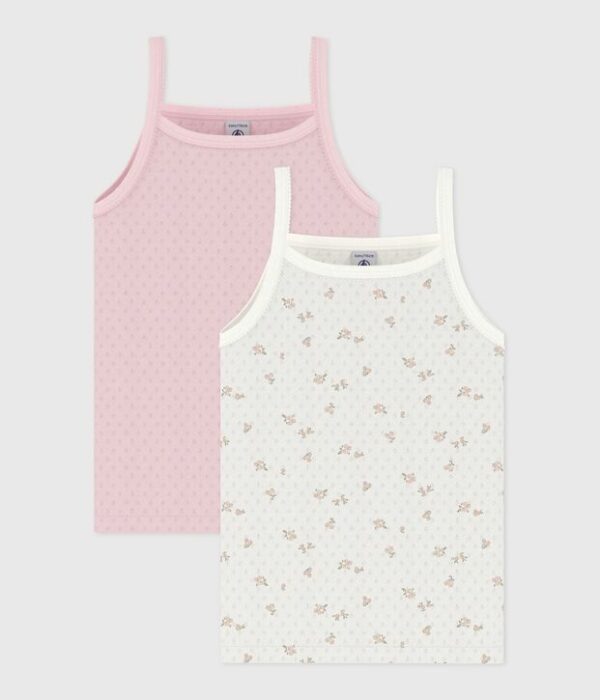 Lot de débardeurs enfant en coton ajouré à fleurs