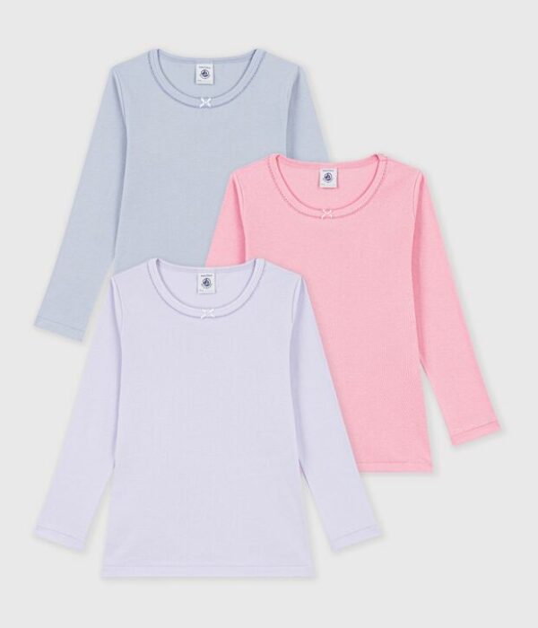 Lot de tee-shirts enfant en coton manches longues unis