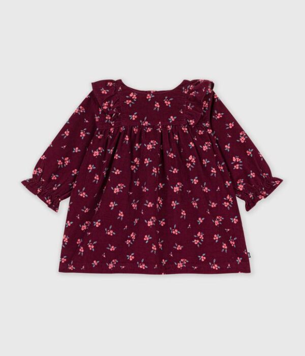 Robe bébé en velours manches longues imprimée à fleurs