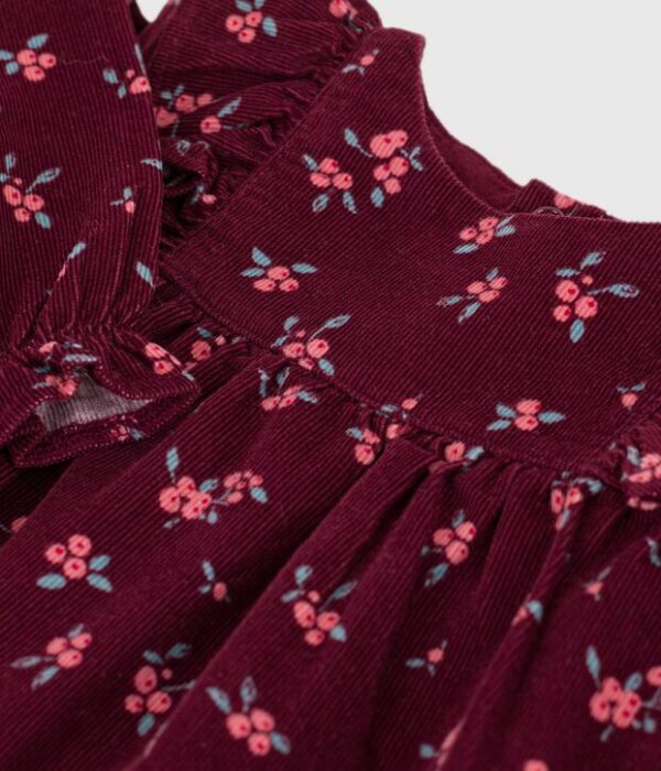 Robe bébé en velours manches longues imprimée à fleurs