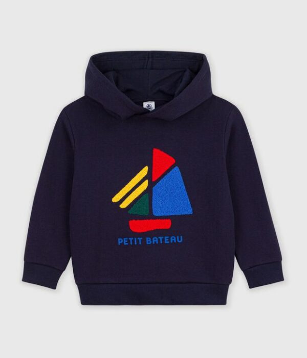 Sweatshirt à capuche enfant en coton à motif bateau