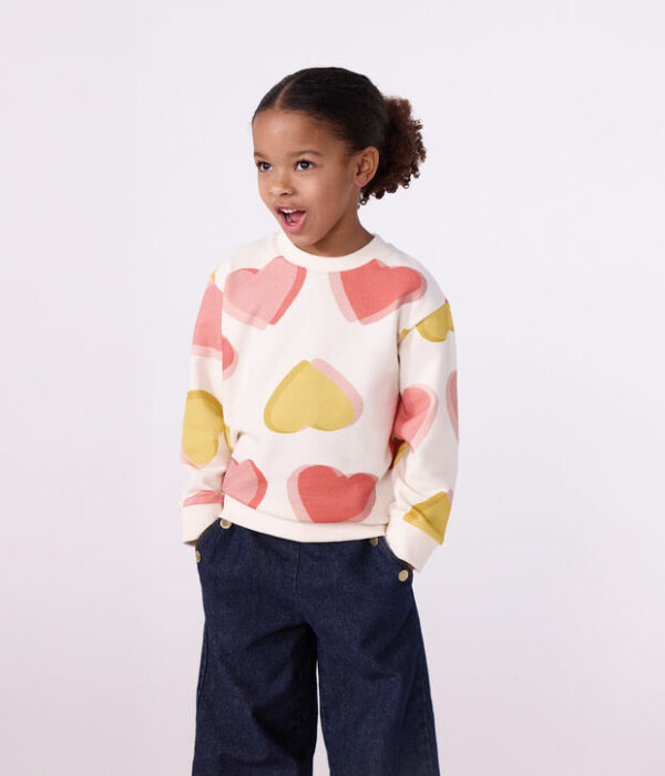 Sweatshirt enfant en coton imprimé cœurs