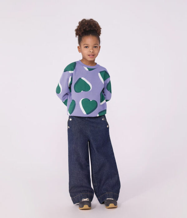 Sweatshirt enfant en coton imprimé cœurs