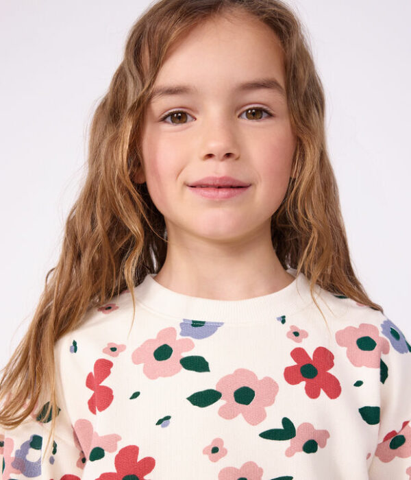 Sweatshirt enfant en coton imprimé fleurs
