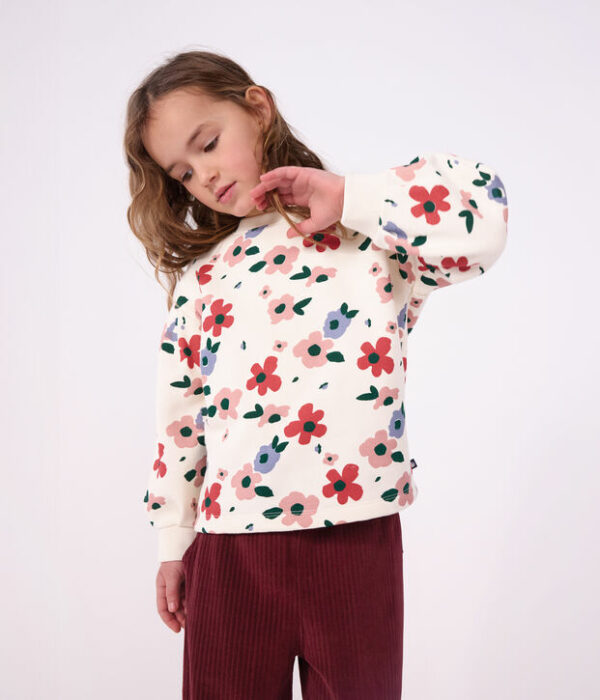 Sweatshirt enfant en coton imprimé fleurs