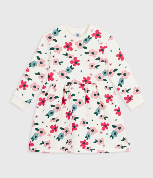 Robe enfant en coton manches longues à fleurs