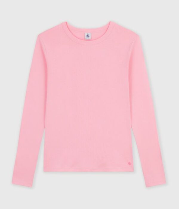 Tee-shirt femme en coton manches longue uni