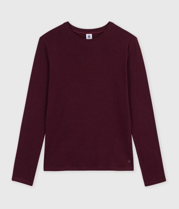 Tee-shirt femme en coton manches longue uni