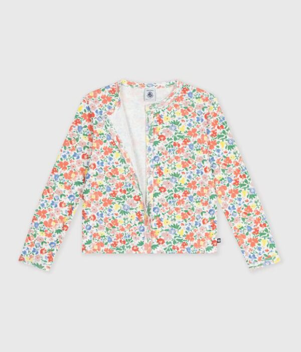 Cardigan enfant en coton à fleurs