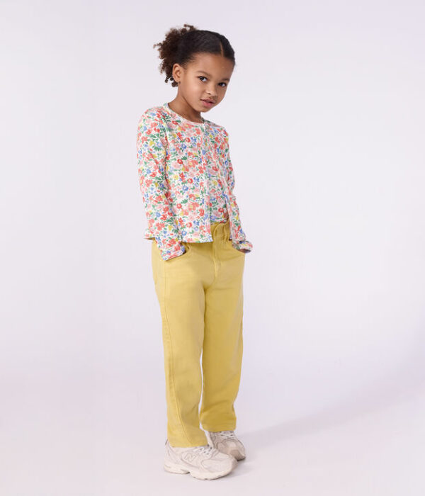 Cardigan enfant en coton à fleurs