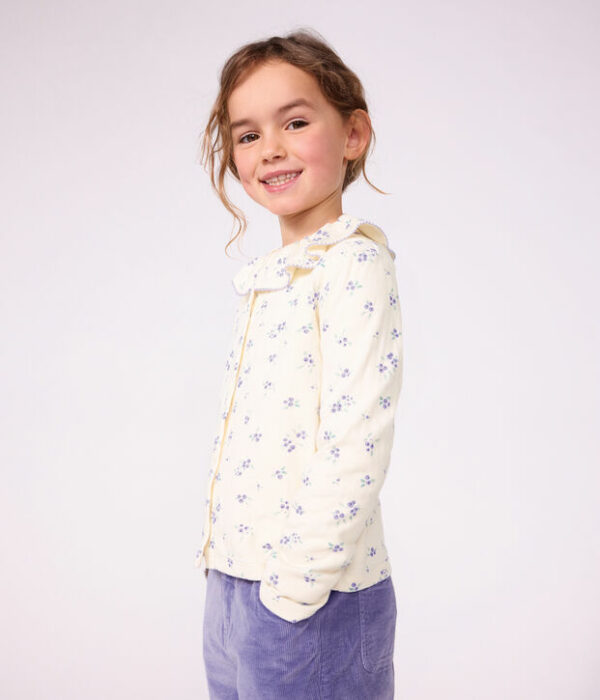 Cardigan enfant en coton à fleurs
