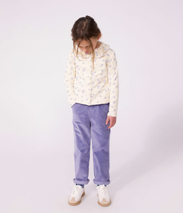 Cardigan enfant en coton à fleurs
