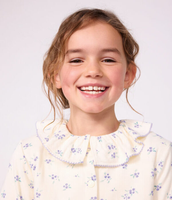 Cardigan enfant en coton à fleurs
