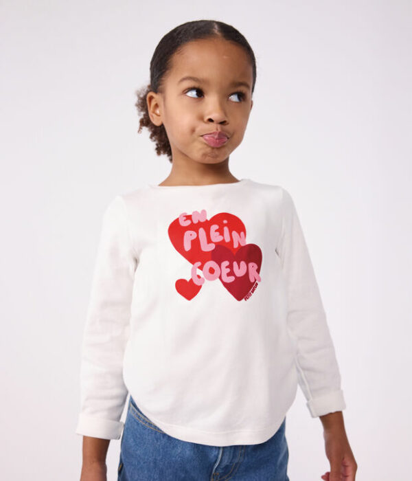 Tee-shirt enfant manches longues à motif cœur