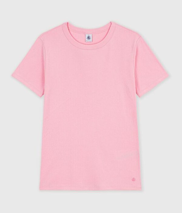Tee-shirt femme en coton manches courtes uni