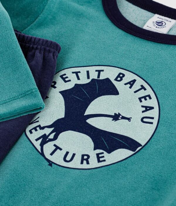 Pyjama enfant en velours uni à motif dragon