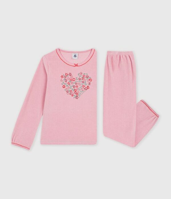 Pyjama enfant en velours à motif cœurs