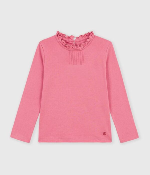 Tee-shirt à col enfant manches longues uni