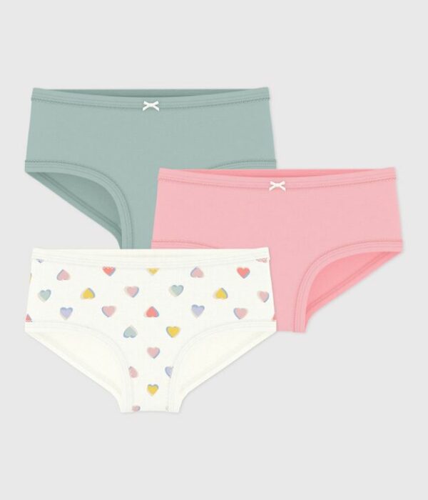 Lot de culottes enfant en coton taille haute à cœurs