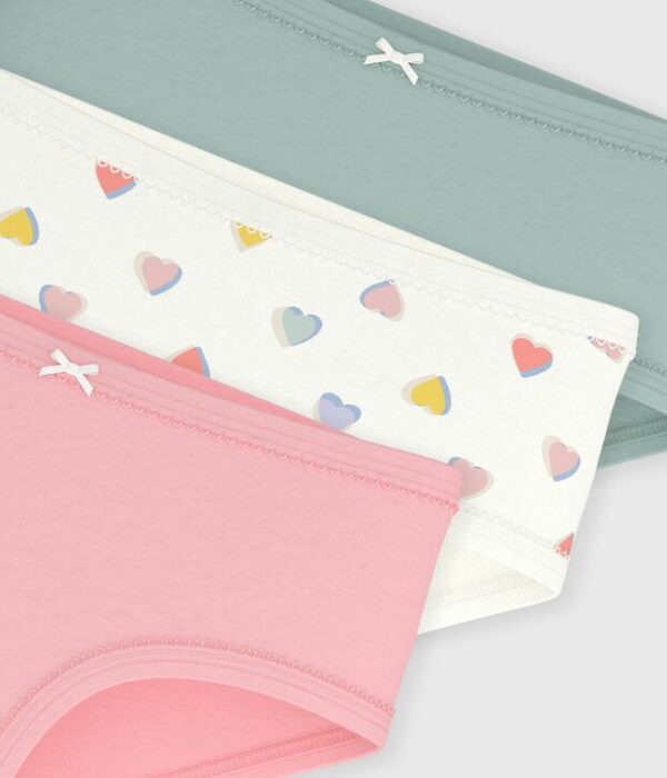 Lot de culottes enfant en coton taille haute à cœurs