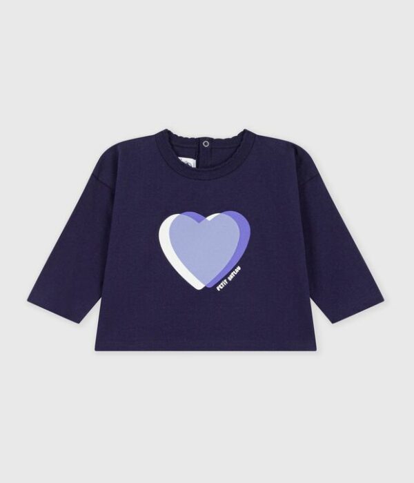 Tee-shirt bébé en coton manches longues uni à motif