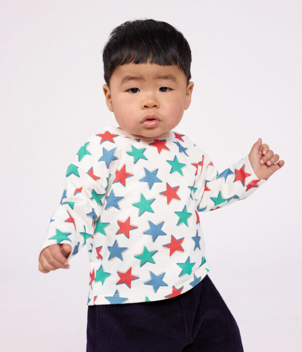 Tee-shirt bébé en coton manches longues imprimé étoiles