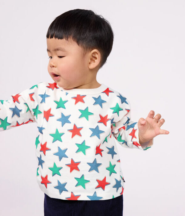 Tee-shirt bébé en coton manches longues imprimé étoiles