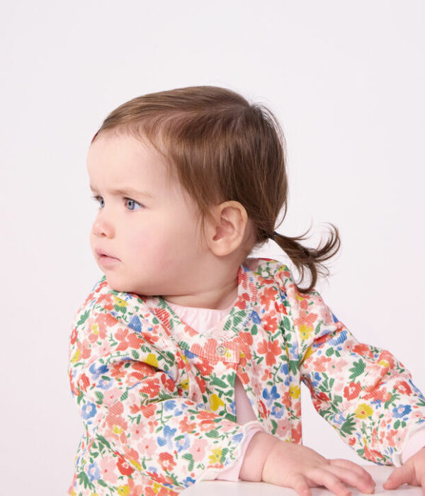 Cardigan bébé en coton imprimé fleurs