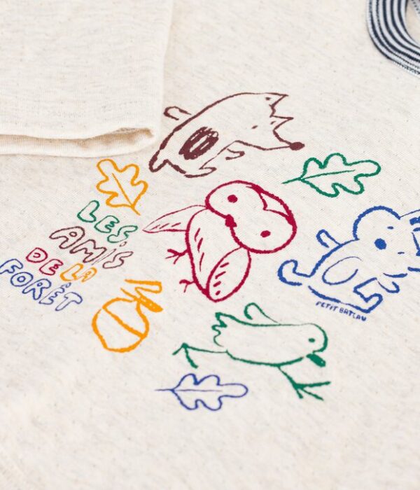 Tee-shirt bébé en coton manches longues uni à motif
