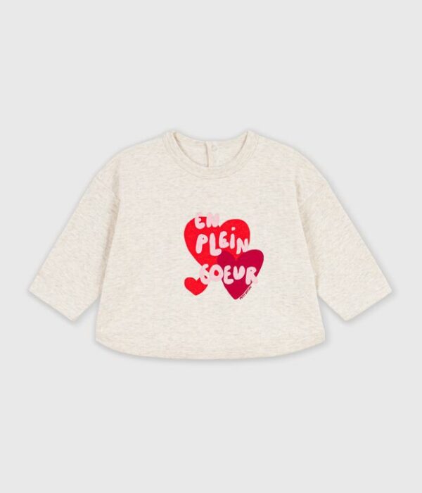 Tee-shirt bébé en coton manches longues uni à motif