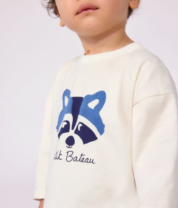 Tee-shirt bébé en coton manches longues uni à motif