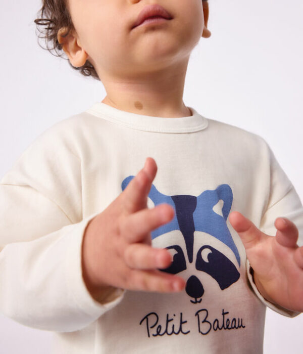 Tee-shirt bébé en coton manches longues uni à motif