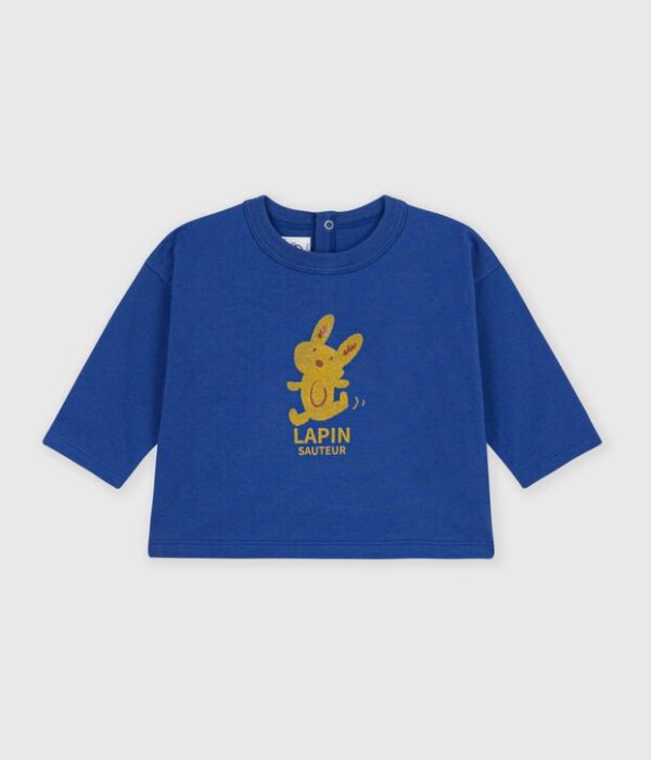 Tee-shirt bébé en coton manches longues uni à motif