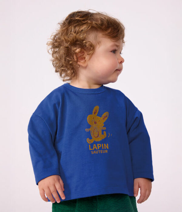 Tee-shirt bébé en coton manches longues uni à motif