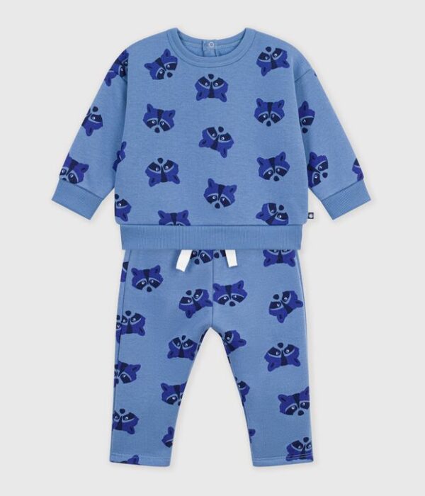 Ensemble sweatshirt et pantalon bébé en coton imprimé animalier
