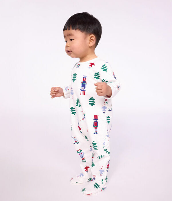 Pyjama bébé en molleton ouverture dos imprimé Noël