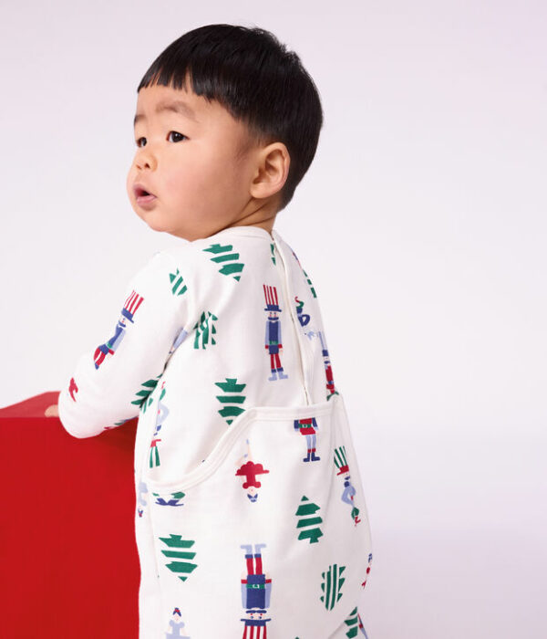 Pyjama bébé en molleton ouverture dos imprimé Noël