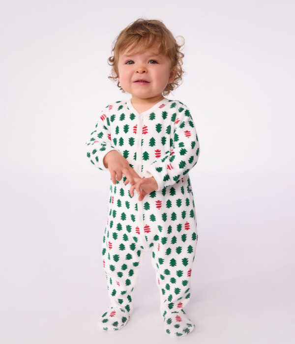 Pyjama bébé en velours imprimé sapins