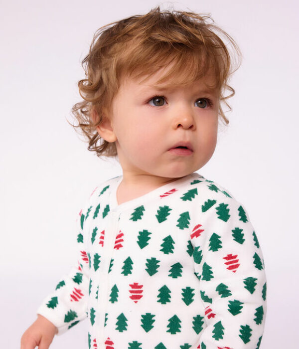 Pyjama bébé en velours imprimé sapins