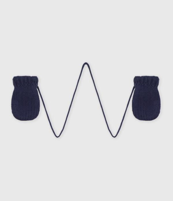 Moufles bébé en tricot unies doublées polaire