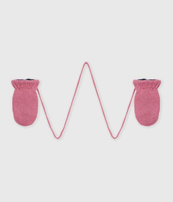 Moufles bébé en tricot unies doublées polaire