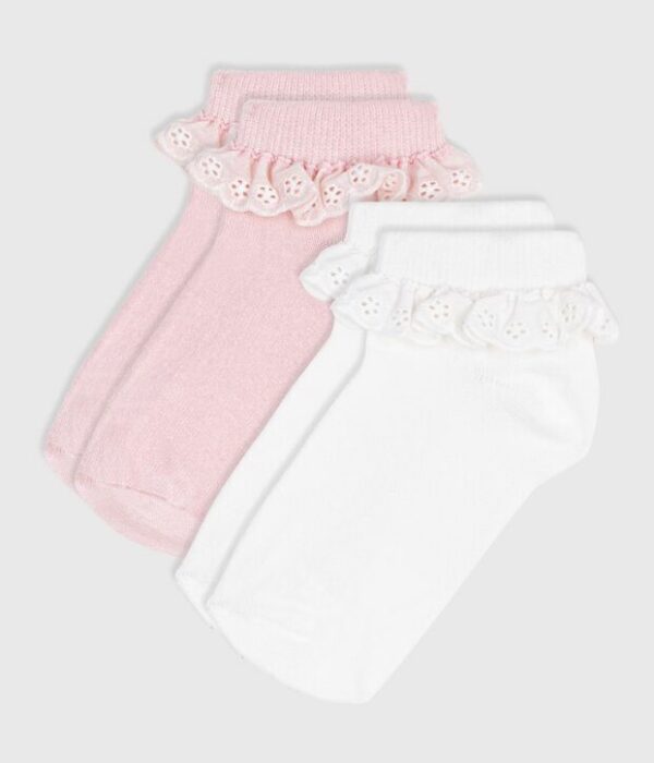 2 paires de chaussettes enfant en coton avec volants