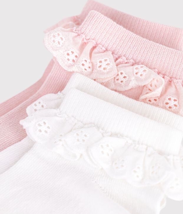 2 paires de chaussettes enfant en coton avec volants – Image 2