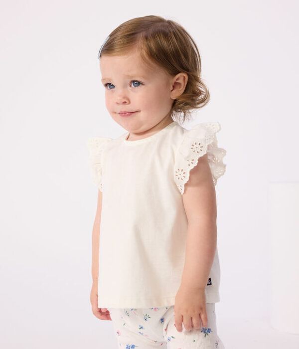 Tee-shirt bébé en coton à manches courtes, uni