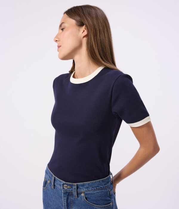 Tee-shirt femme en coton manches courtes uni